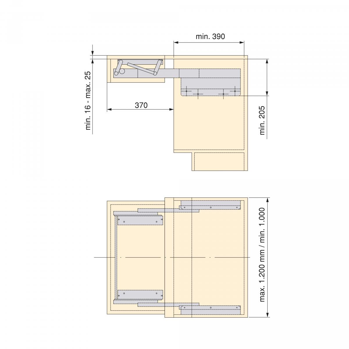 Guías para mesa extensible y elevable Oplà Folding+39 M120
