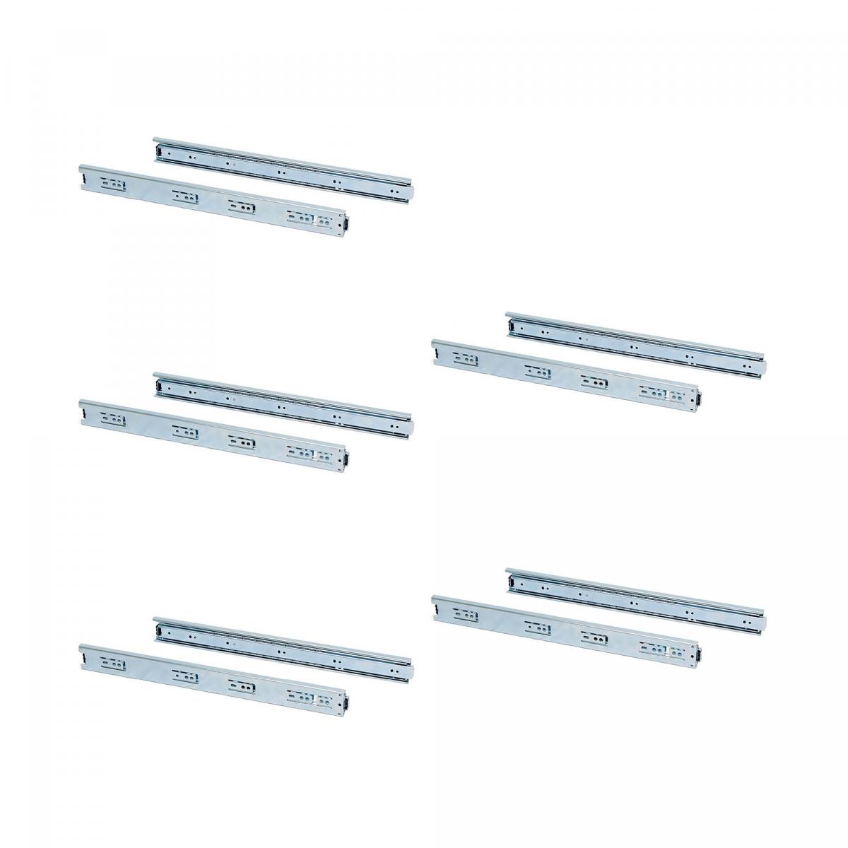 Juego de guías de bolas para cajones con extracción total, altura 45 mm