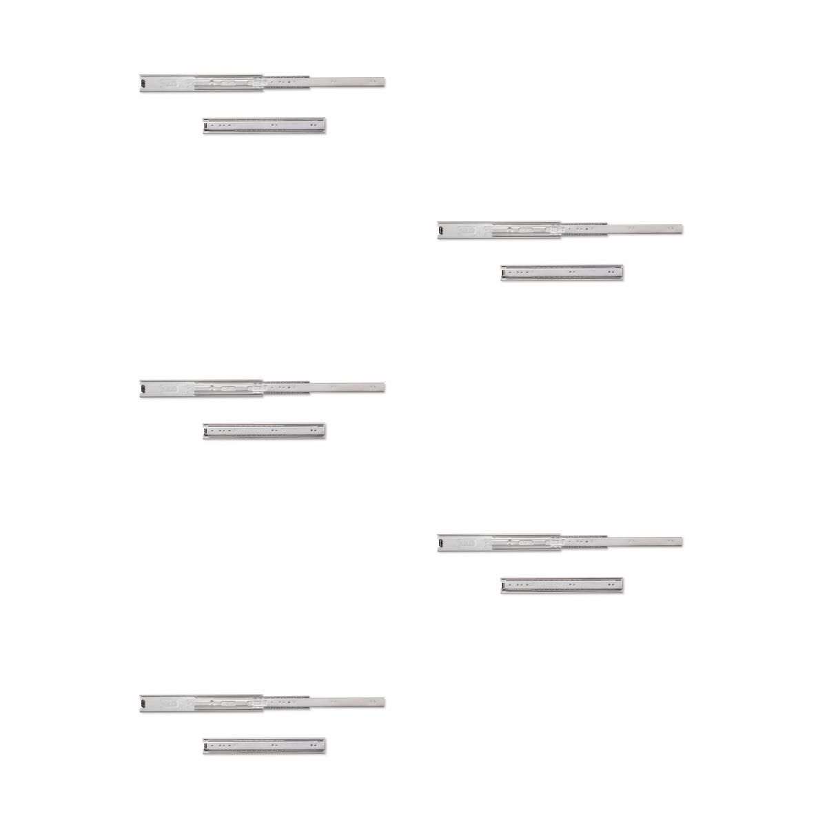 Juego de guías de bolas para cajones con extracción total, altura 45 mm