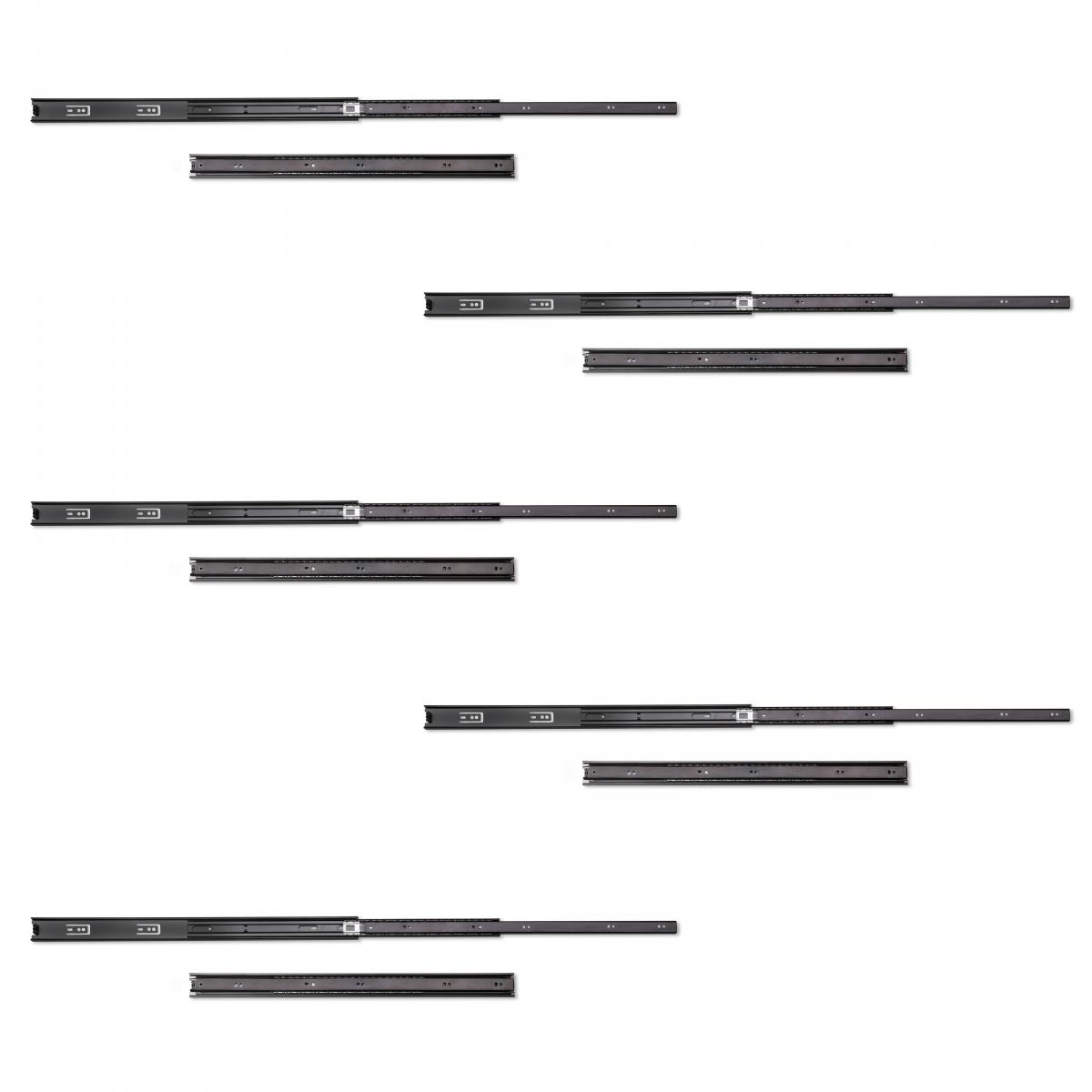 Juego de guías de bolas para cajones con extracción total, altura 45 mm