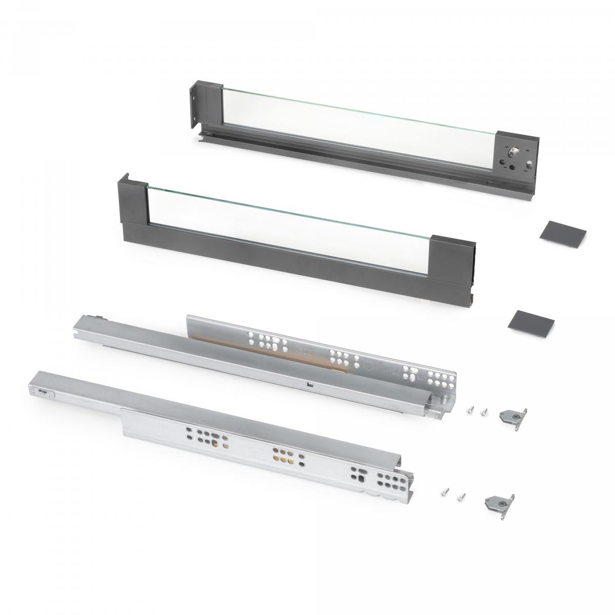 Cajón exterior Vertex 40 kg con lateral de vidrio de altura 93mm