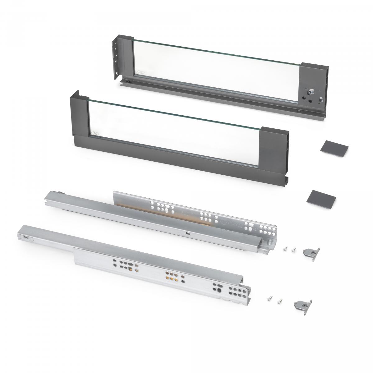 Cajón exterior Vertex 40 kg con lateral de vidrio de altura 131mm