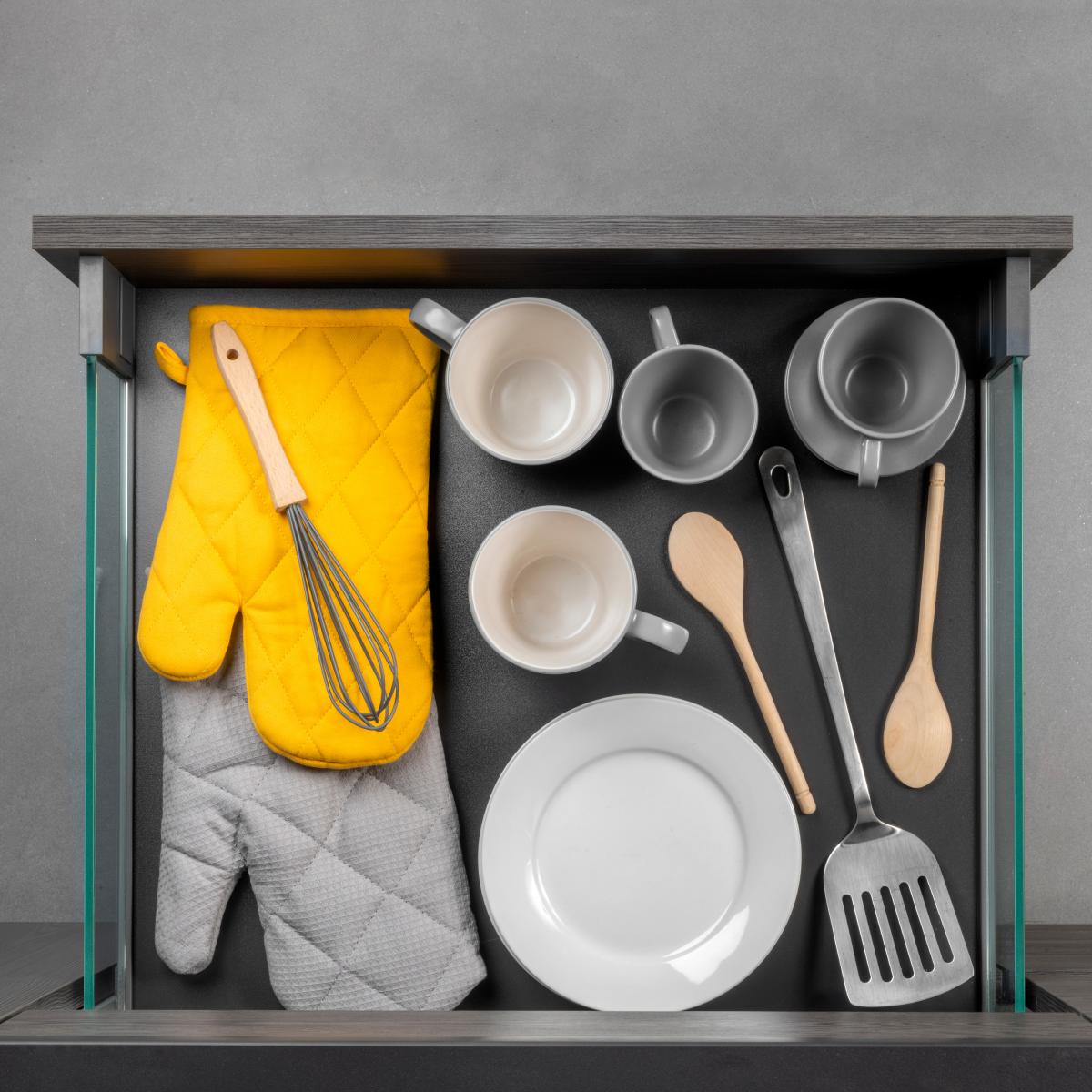 Cajón exterior Vertex 40 kg con lateral de vidrio de altura 131mm