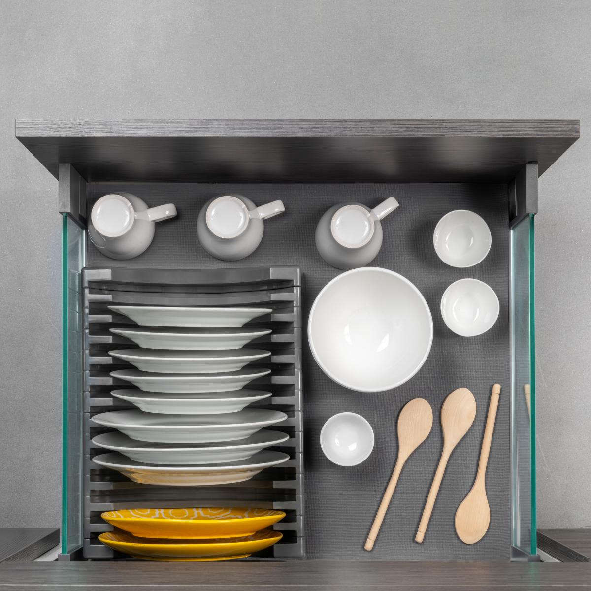 Cajón exterior Vertex 40 kg con lateral de vidrio de altura 178mm