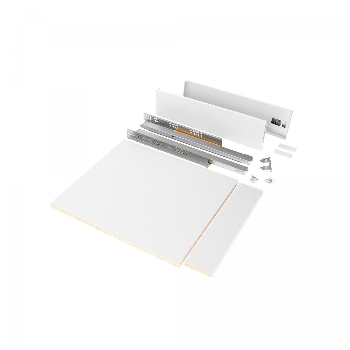 Kit de cajón para cocina o baño Vertex de altura 93mm con tableros incluidos y regulación 3D