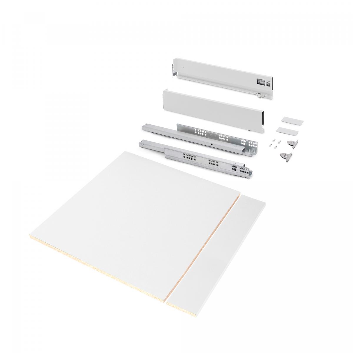 Kit de cajón para cocina o baño Vertex de altura 93mm con tableros incluidos y regulación 3D