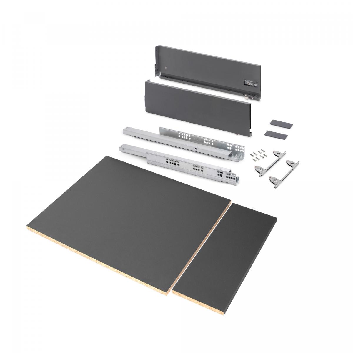 Kit de cajón para cocina o baño Vertex de altura 178mm con tableros incluidos y regulación 3D