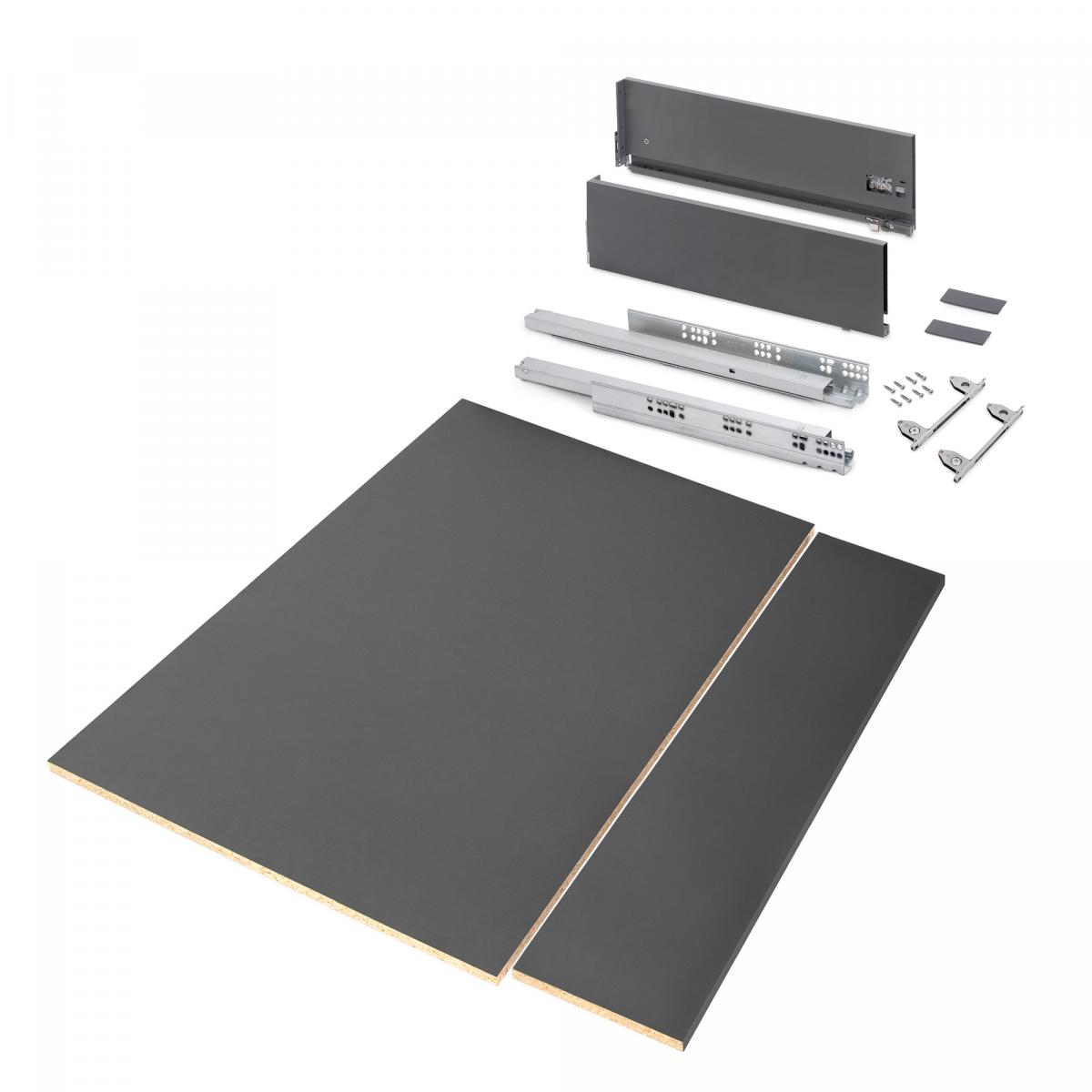 Kit de cajón para cocina o baño Vertex de altura 178mm con tableros incluidos y regulación 3D