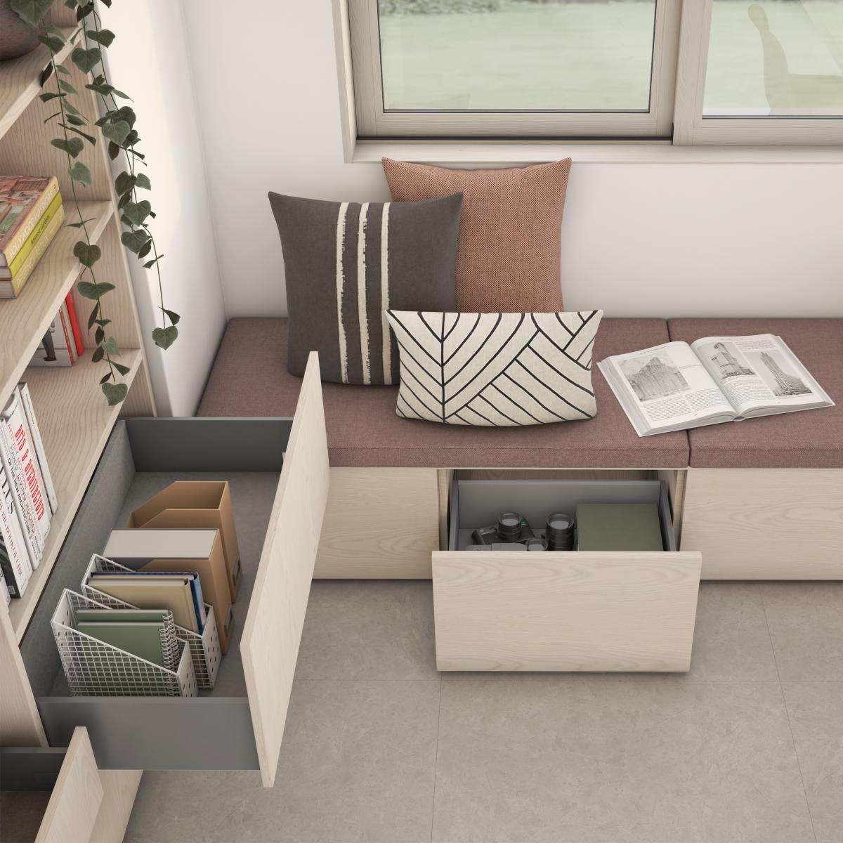 Cajón exterior Vertex, 40kg, altura 131mm y regulación 3D