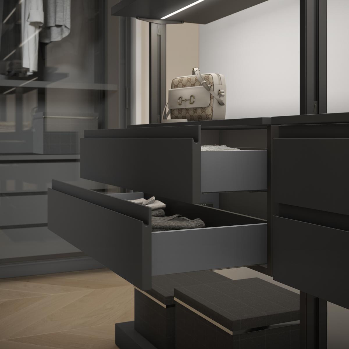 Cajón exterior Vertex 40kg de altura 93mm para tablero de 18mm