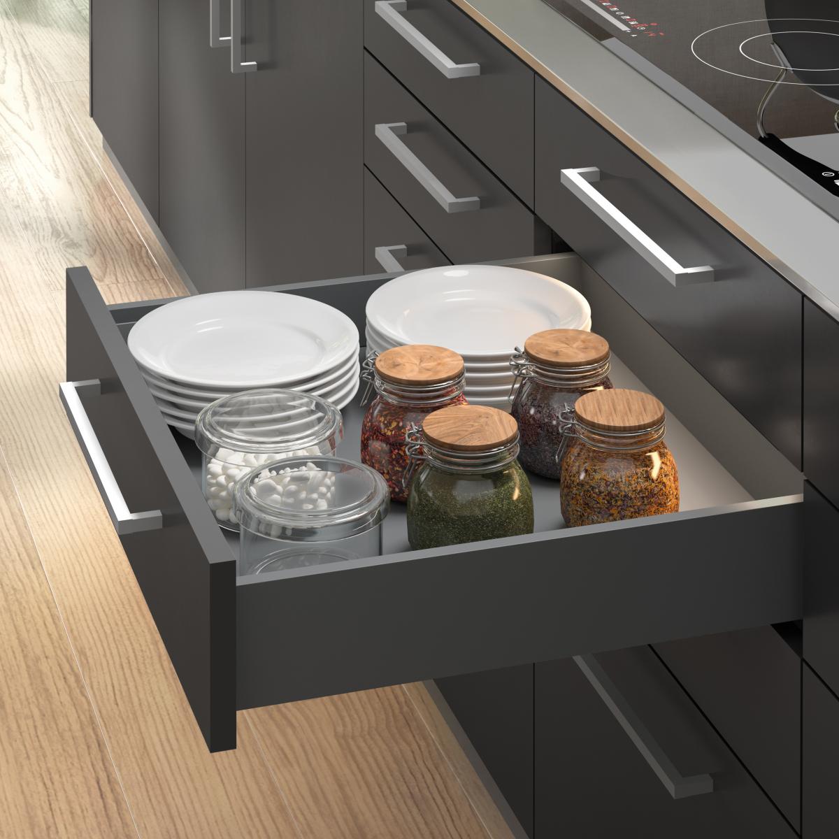 Cajón exterior Vertex 40kg de altura 93mm para tablero de 18mm