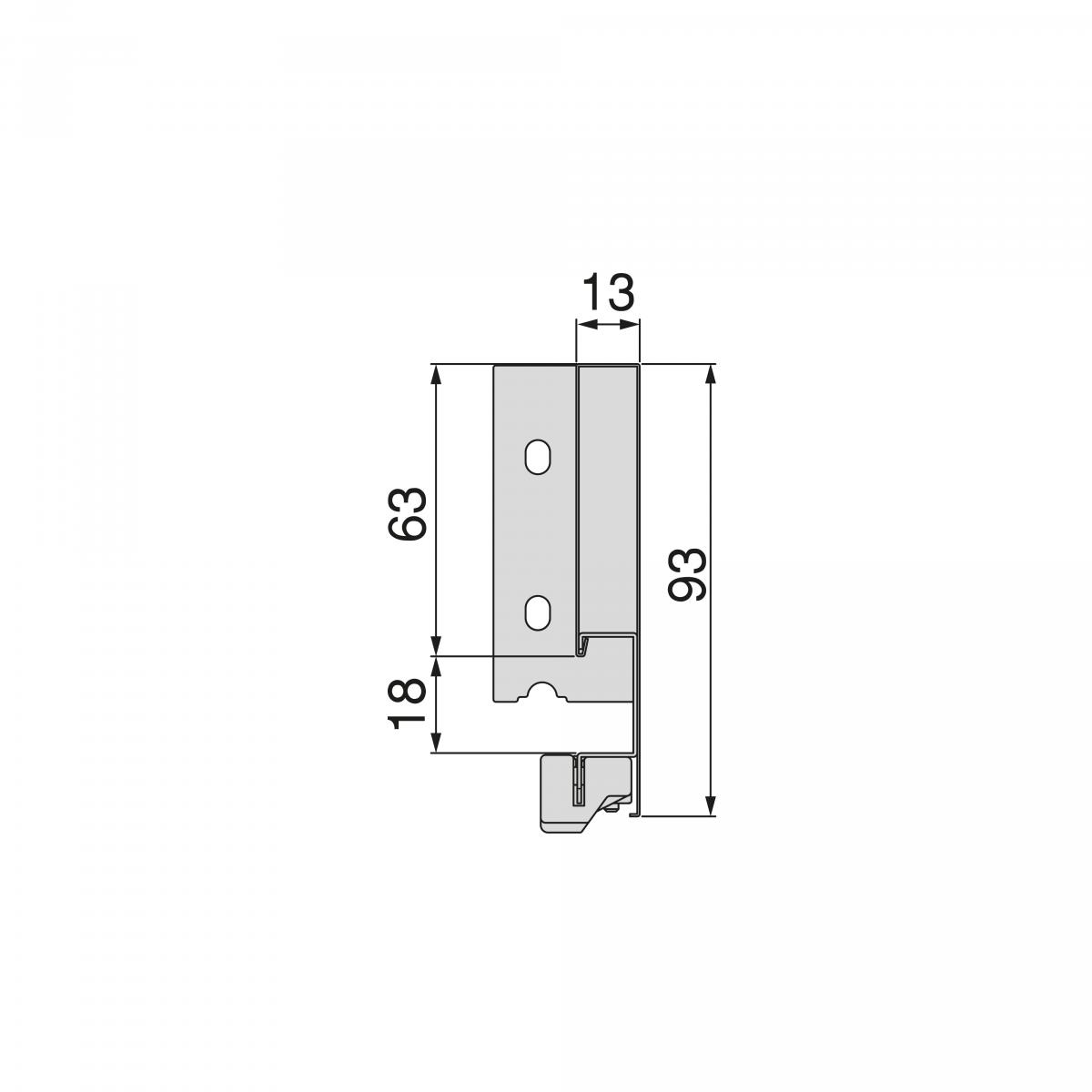 Cajón exterior Vertex 40kg de altura 93mm para tablero de 18mm