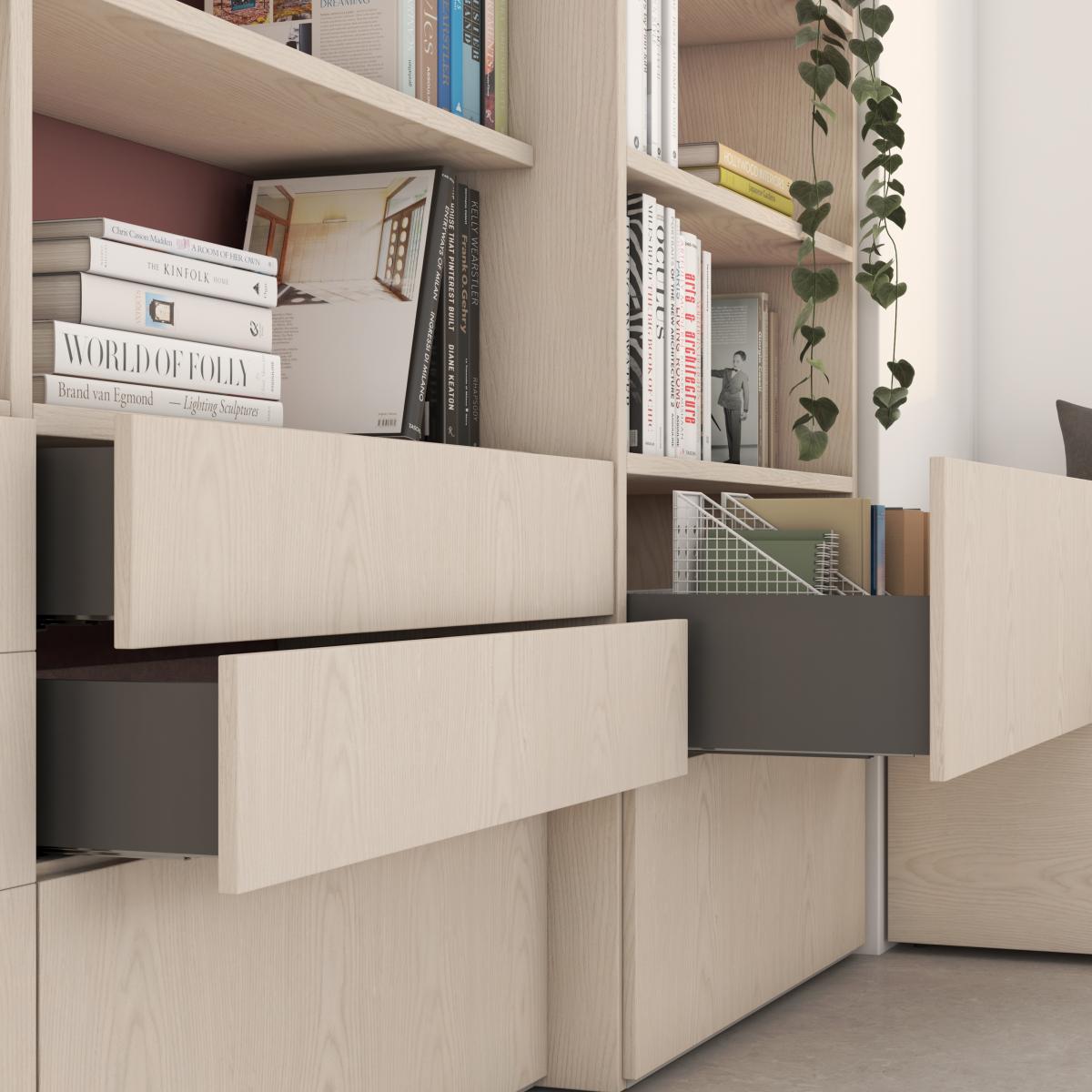 Cajón exterior Vertex 40kg de altura 131mm para tablero de 18mm