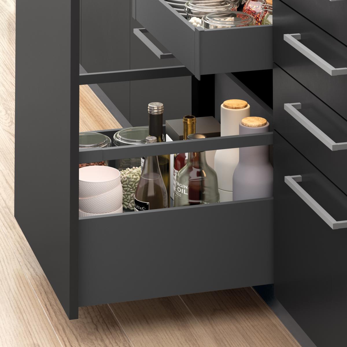 Cajón exterior Vertex 40kg de altura 131mm para tablero de 18mm