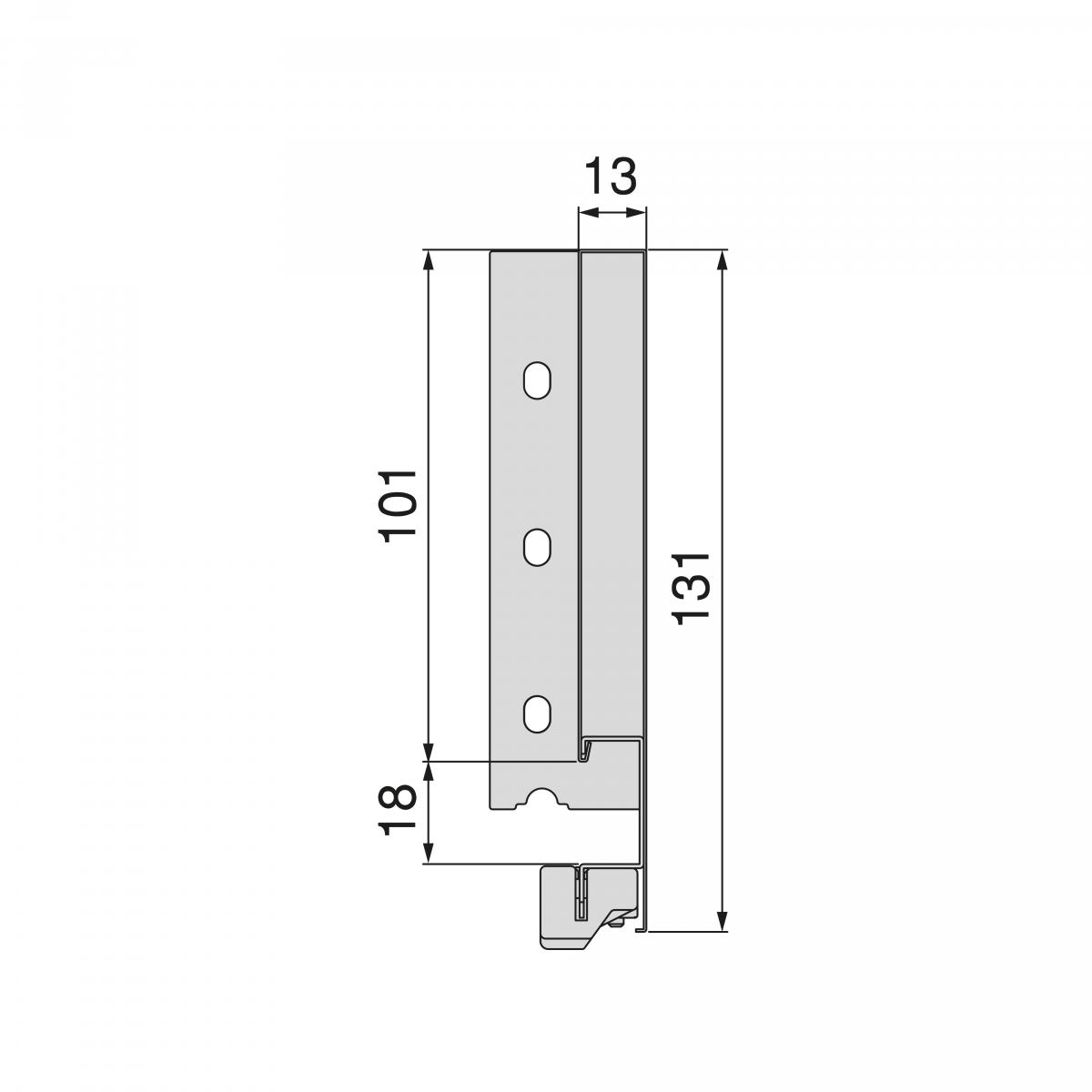 Cajón exterior Vertex 40kg de altura 131mm para tablero de 18mm