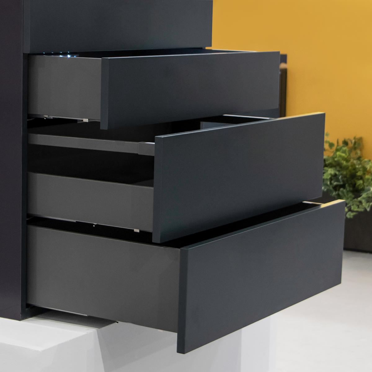 Cajón exterior Vertex, 40kg, altura 178mm con Push Sincro y regulación 3D