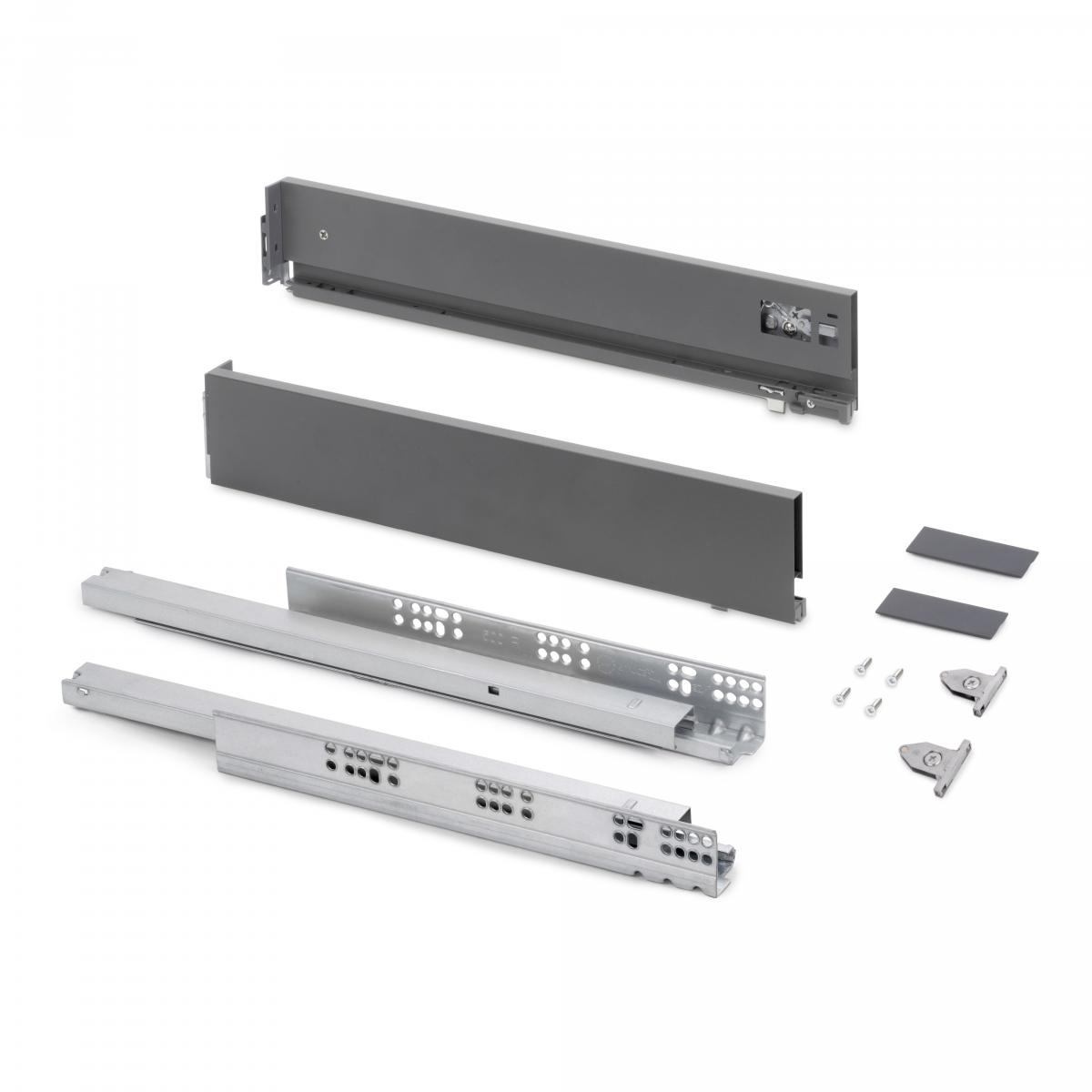 Cajón exterior Vertex, 40kg, altura 93mm y regulación 3D para tablero de 18mm