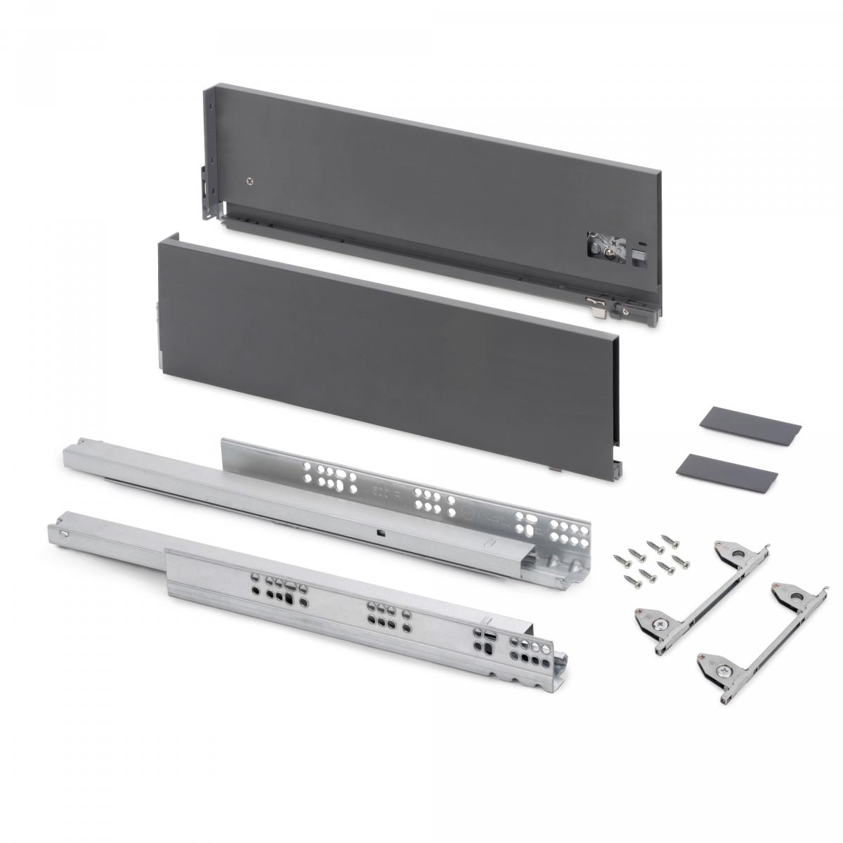 Cajón exterior Vertex, 40kg, altura 178mm y regulación 3D para tablero de 18mm