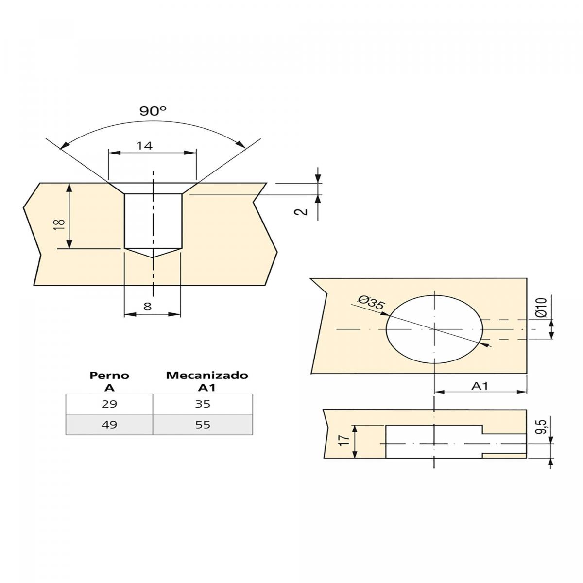 Kit de excéntricas Big con tuercas y pernos M8