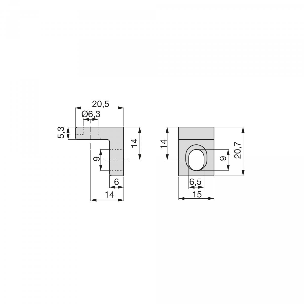 Escuadra de unión para muebles 20,5 x 20,7 mm
