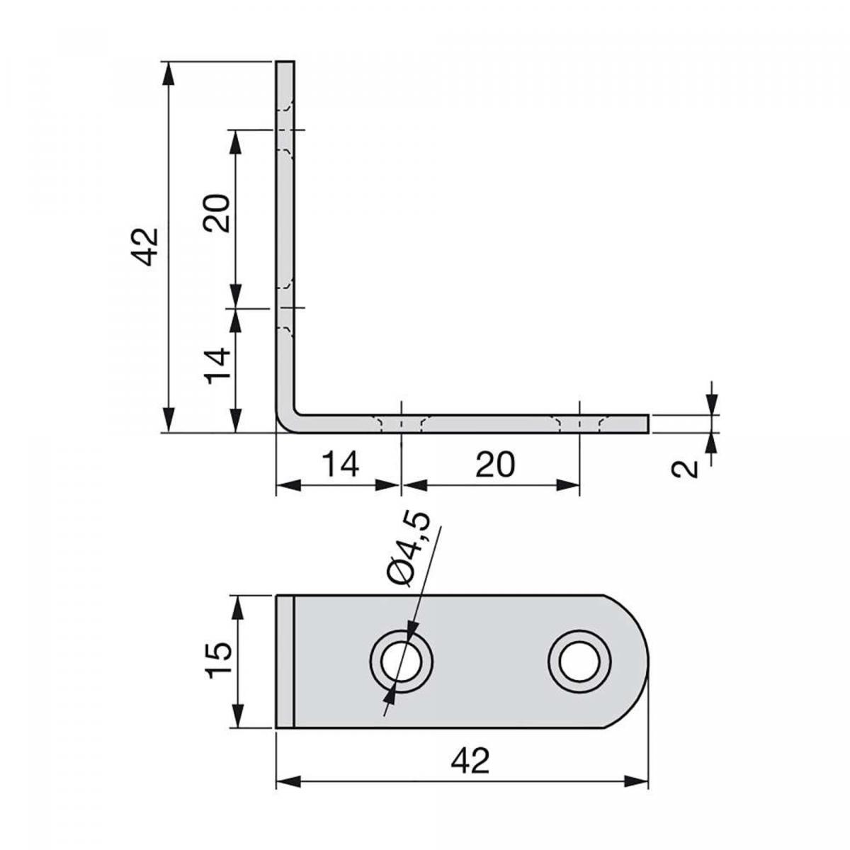 Escuadra de unión para muebles 42 x 42 mm