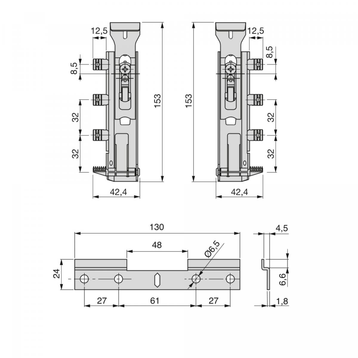 Kit de colgadores ocultos para módulos altos Levelup1 con pletina