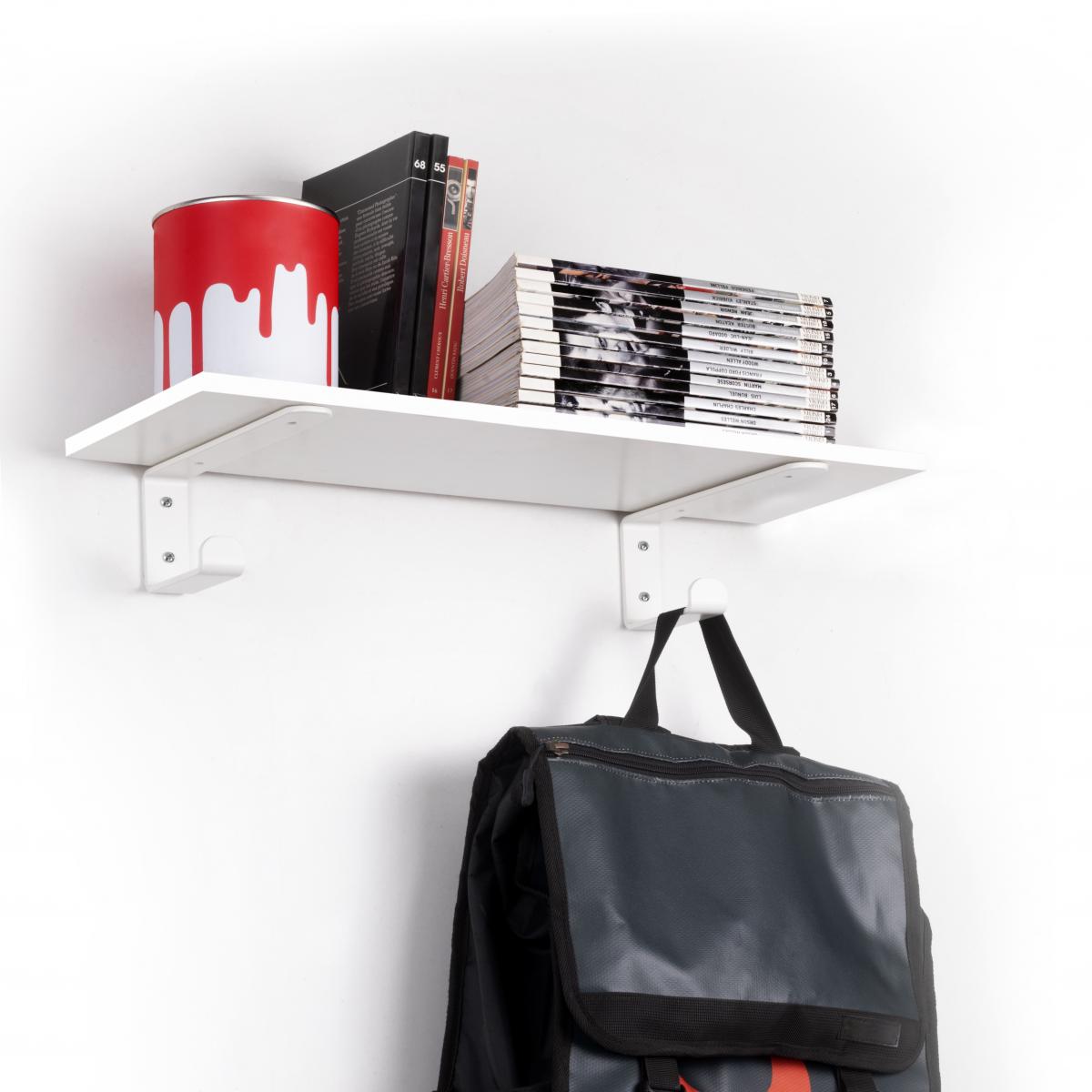 Juego de soportes para estante de madera Shelf con colgador integrado