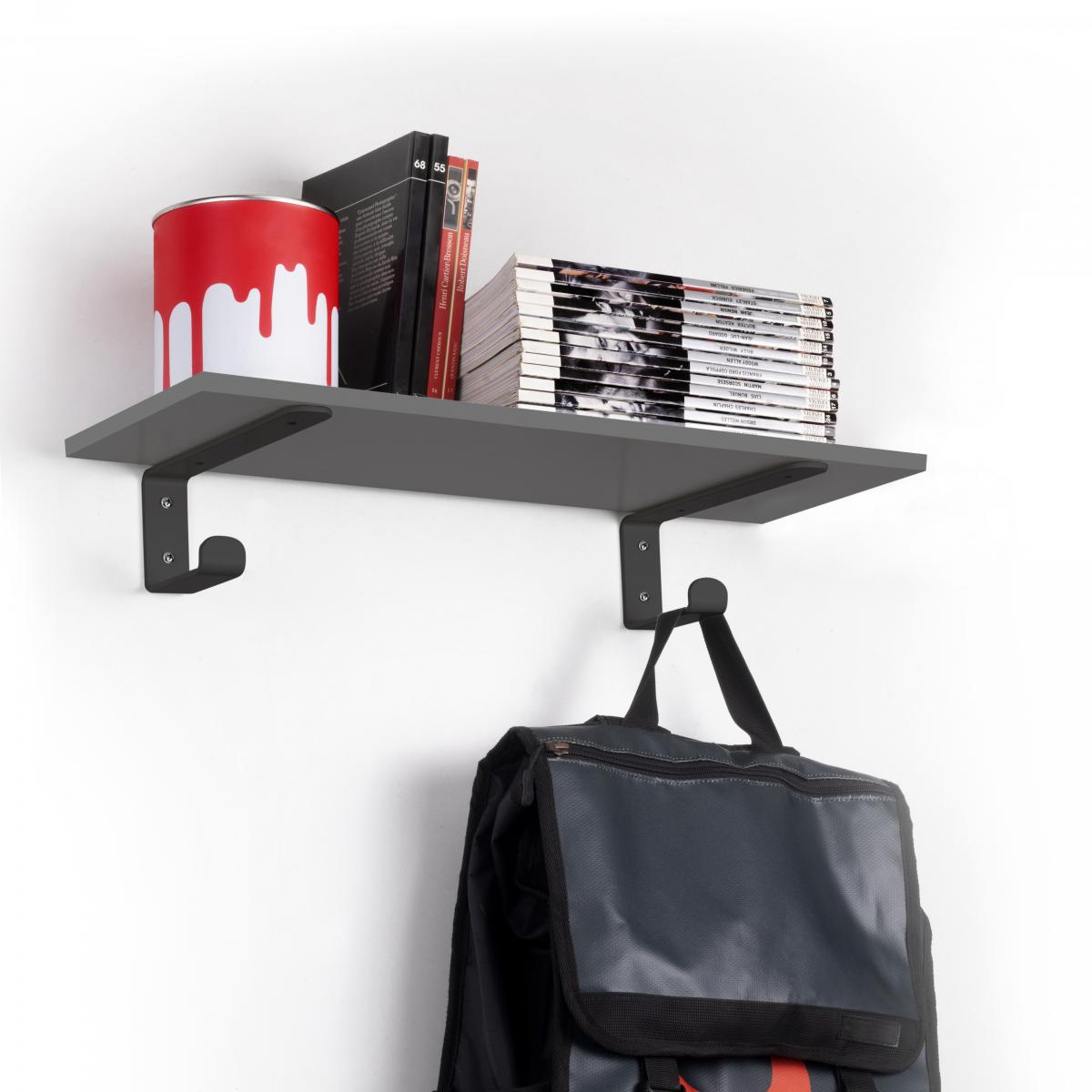 Juego de soportes para estante de madera Shelf con colgador integrado