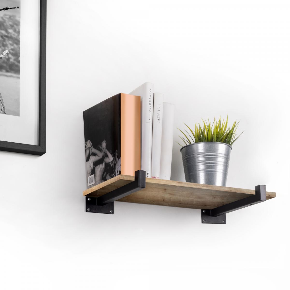 Juego de soportes para estante de madera Shelf recto de tubo cuadrado