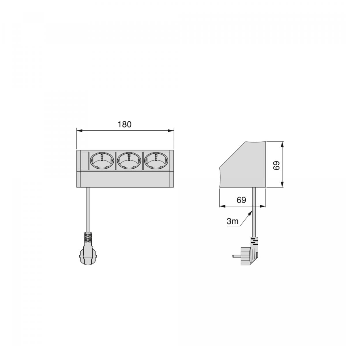 Multiconector de superficie V Dock para mueble