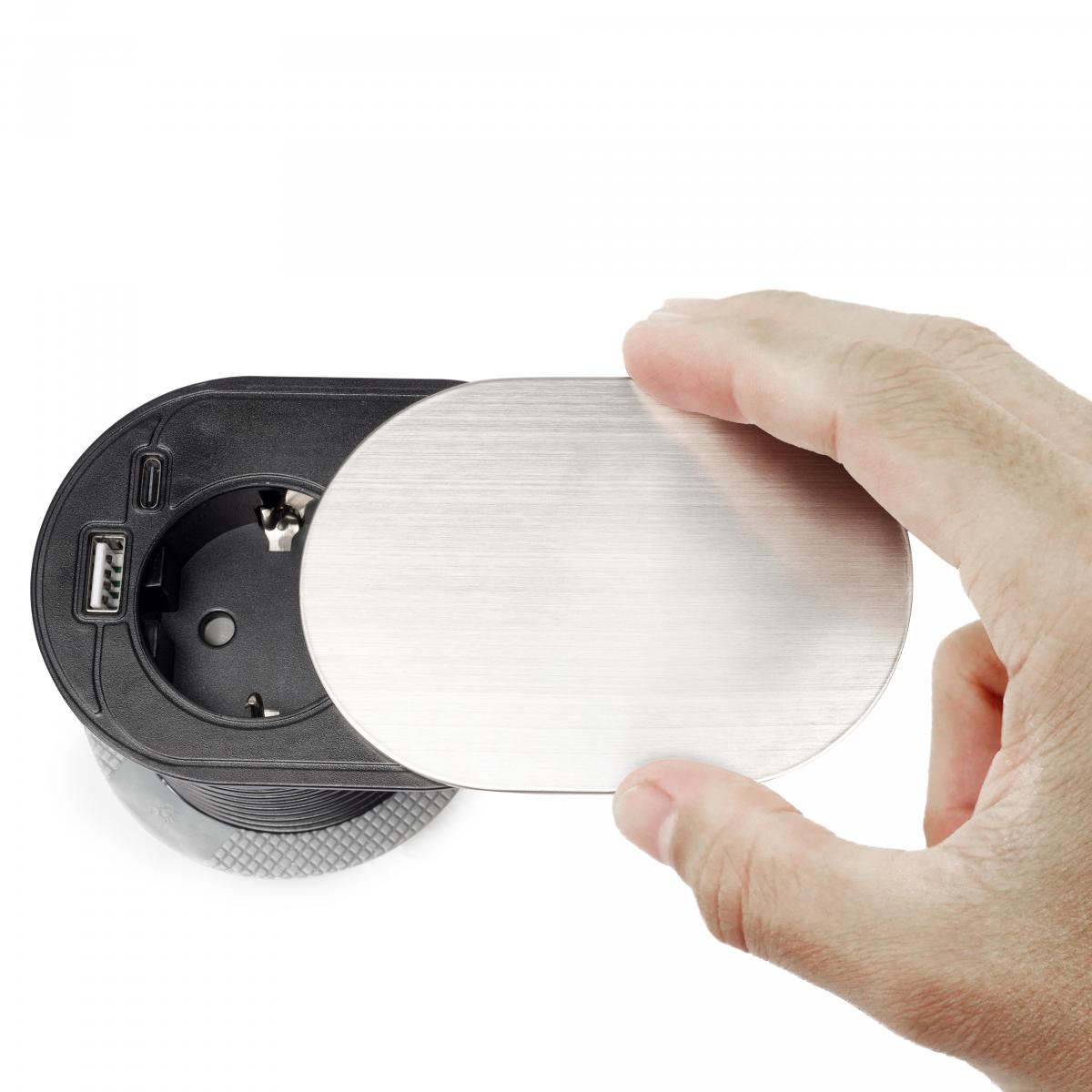 Multiconector Vertikal Flat 60 con tapa deslizante (Ø60mm)