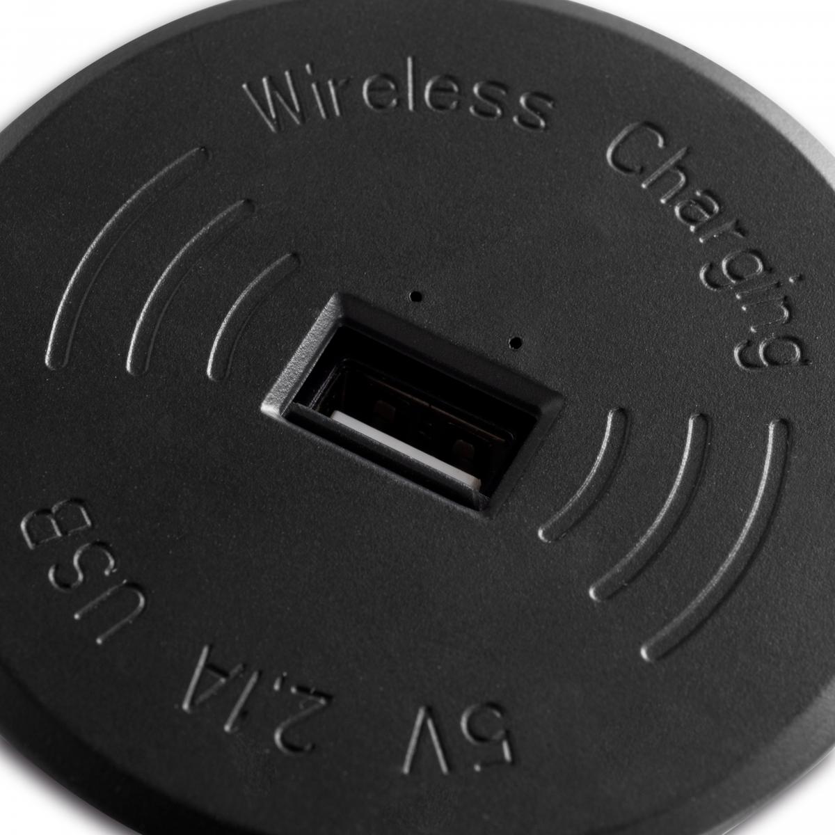 Cargador inalámbrico de superficie para móviles Airtop 2 USB-A (Ø60mm)