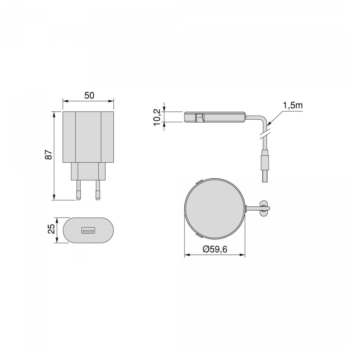Cargador inalámbrico oculto para móviles Airtop 2 (Ø60mm)