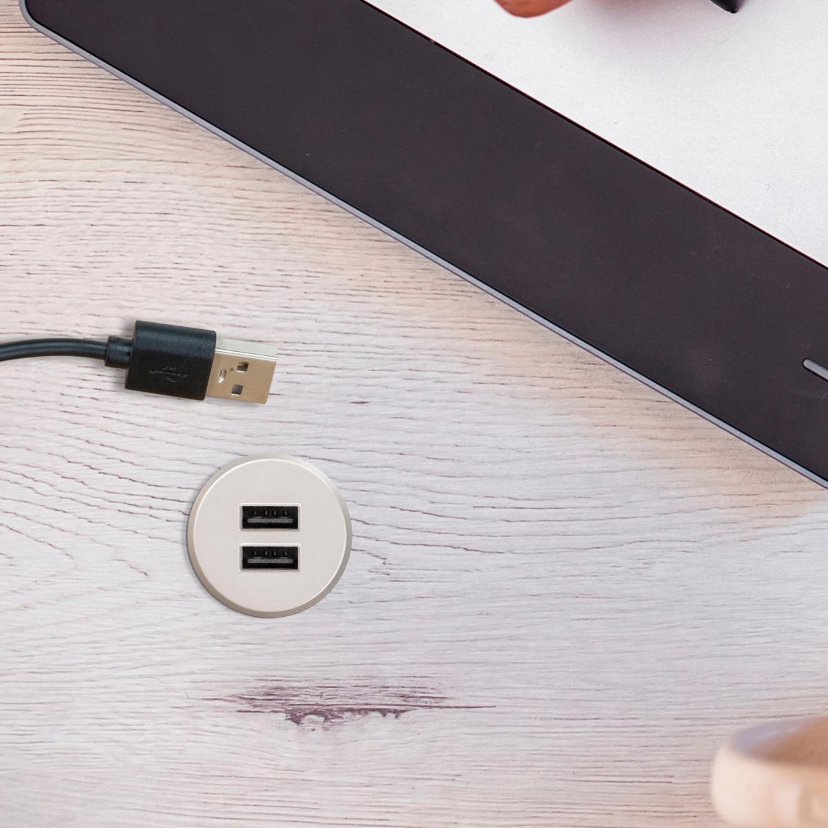 Kit de conector USB para carga Plugy, incluye convertidor y 2 USB tipo A (Ø25mm)