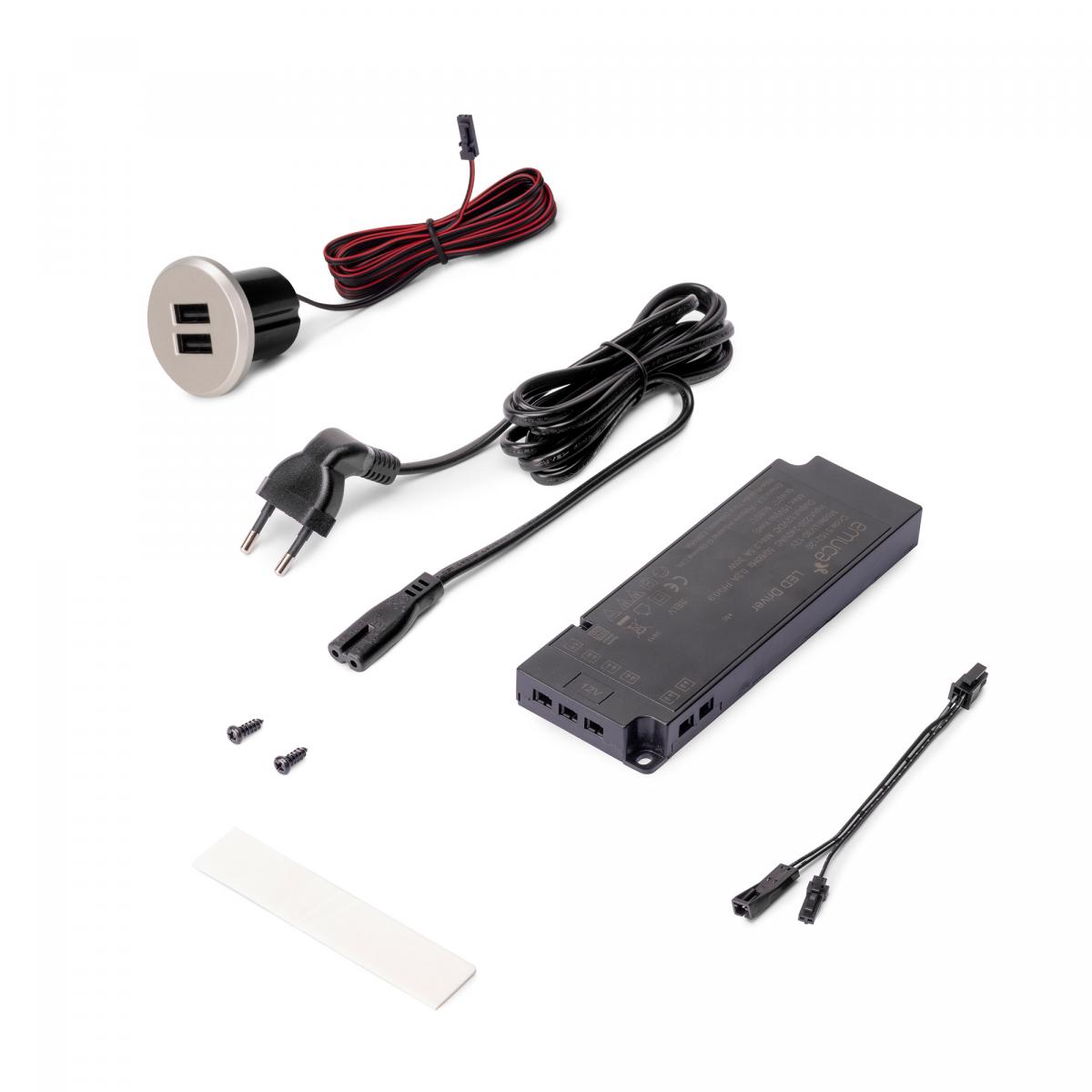 Kit de conector USB para carga Plugy, incluye convertidor y 2 USB tipo A (Ø25mm)