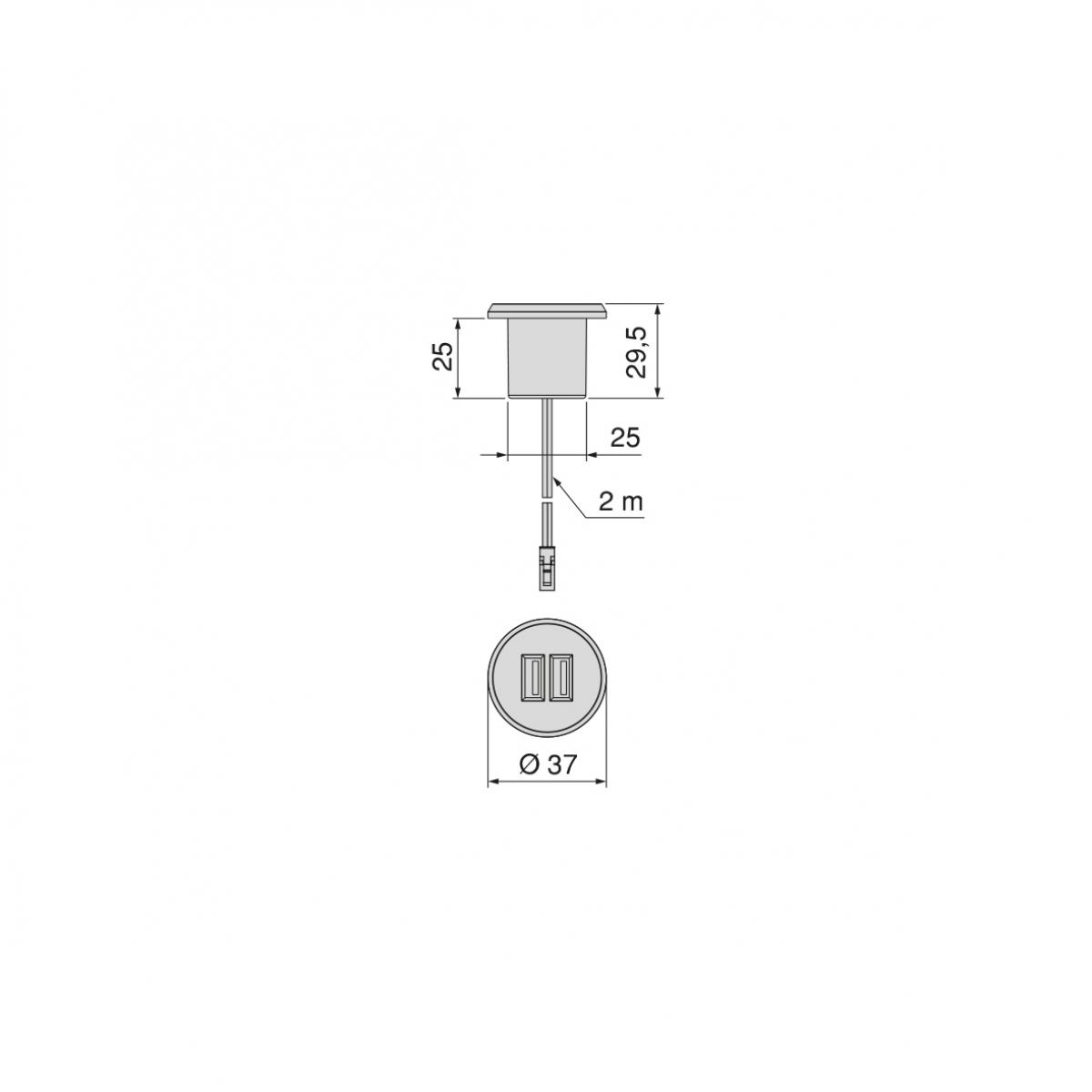 Kit de conector USB para carga Plugy, incluye convertidor y 2 USB tipo A (Ø25mm)