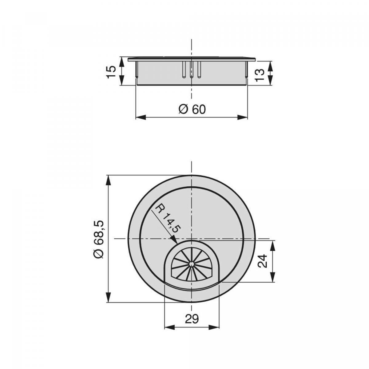 Tapa pasacables circular Circum (Ø60mm, Ø80mm)
