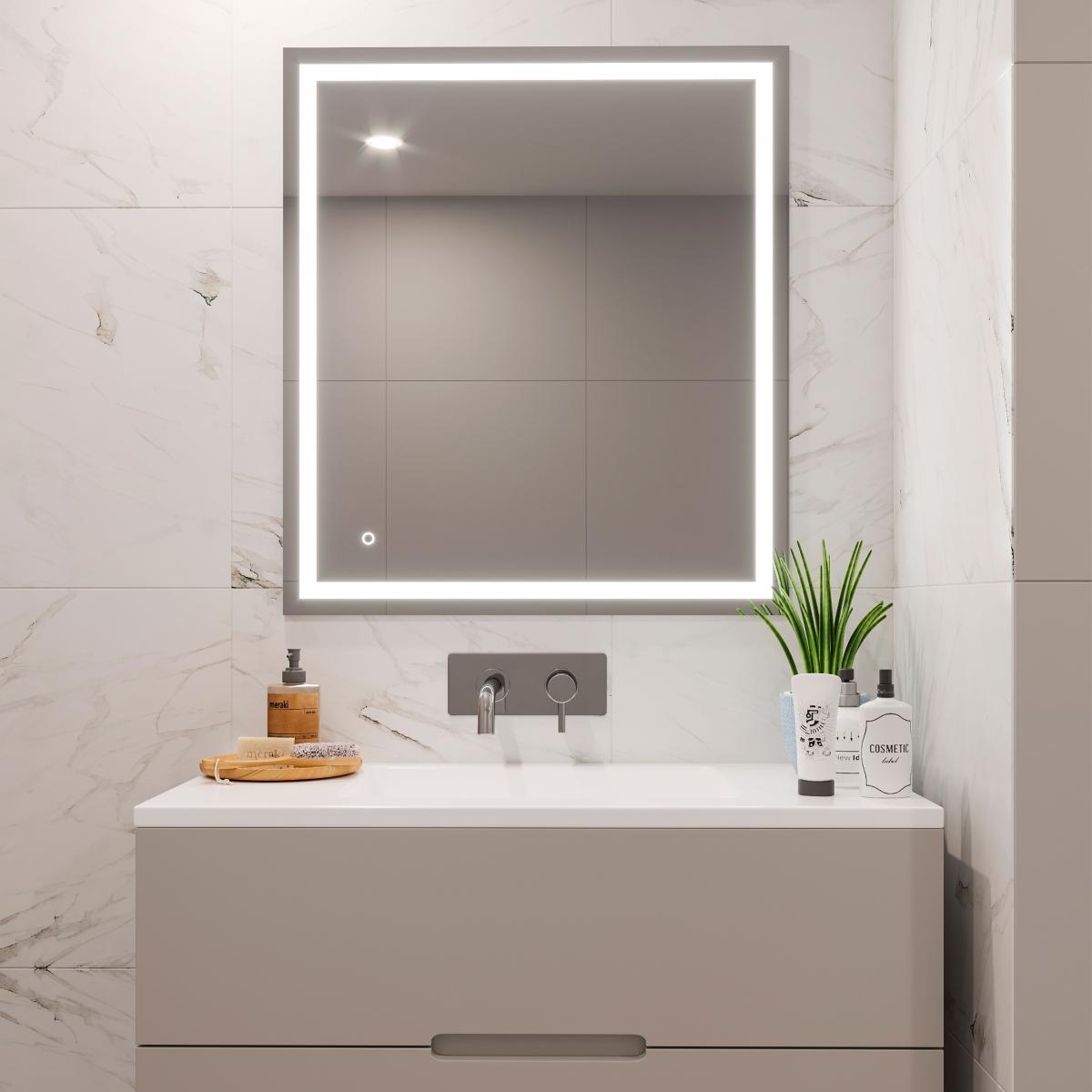 Espejo de baño Heracles con iluminación LED frontal y decorativa (AC 230V 50Hz)
