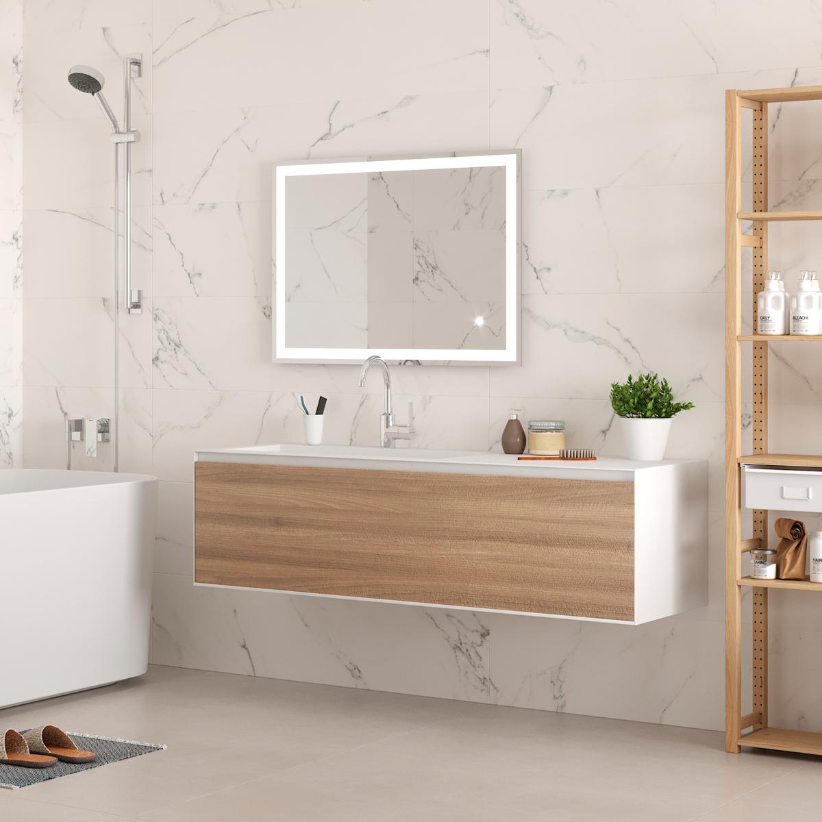 Espejo de baño Heracles con iluminación LED frontal y decorativa (AC 230V 50Hz)