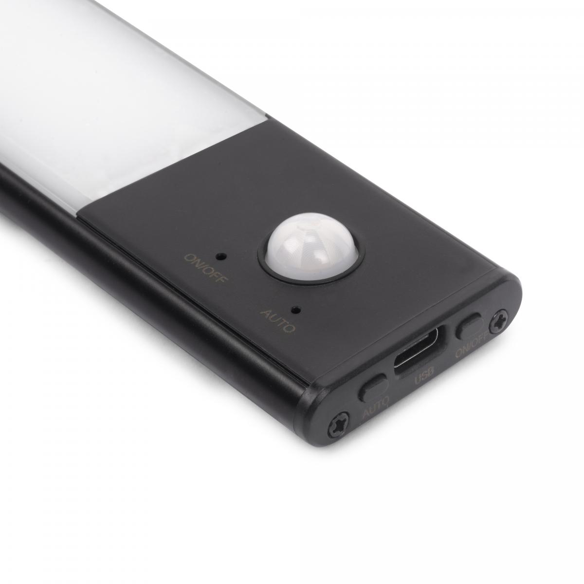 Aplique LED recargable por USB Kaus Black con sensor de movimiento