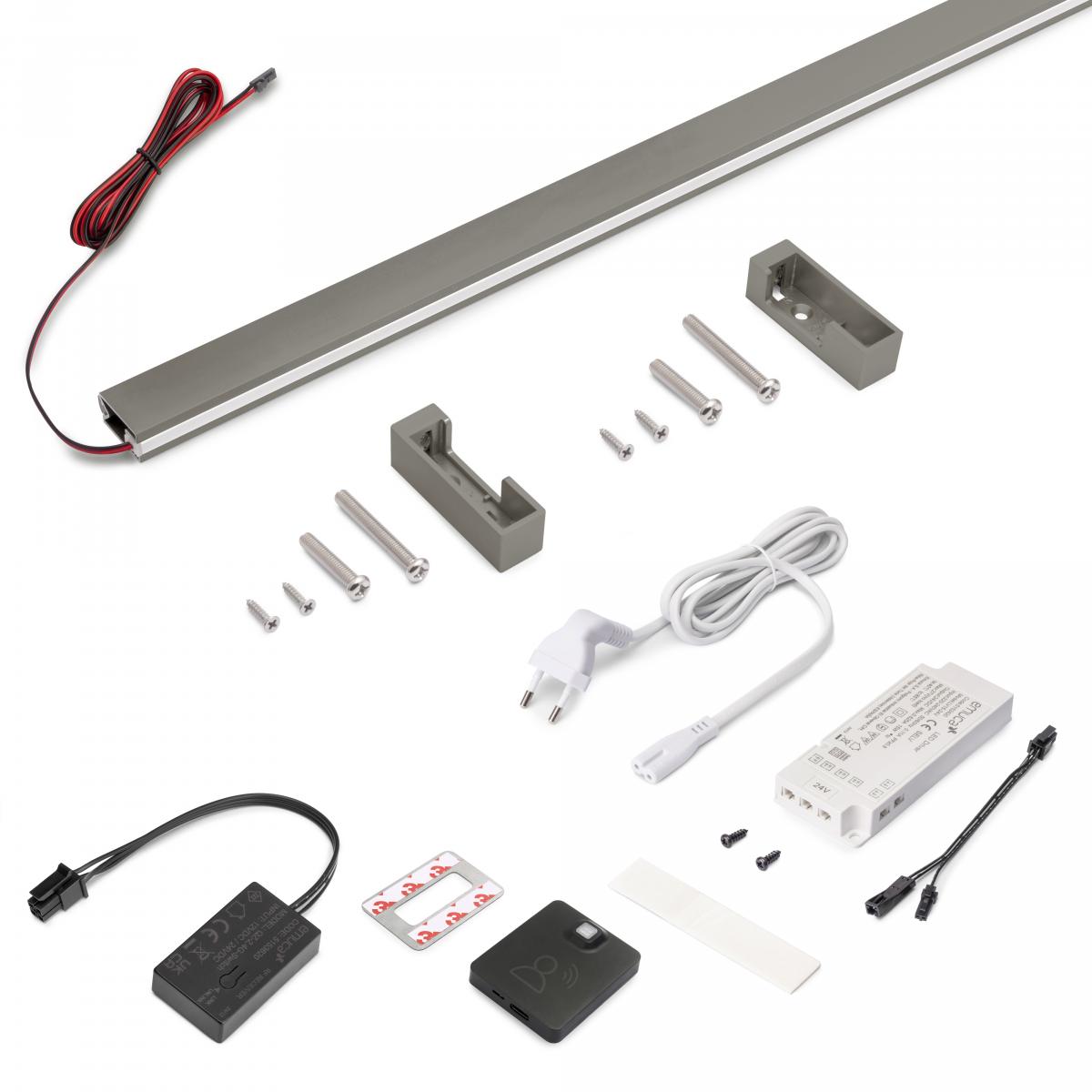 Kit de barra para armario Luxe, tira LED 4,5x8 Neonlynx V, sensor de movimiento RF Smart y convertidor Smart (24V DC)