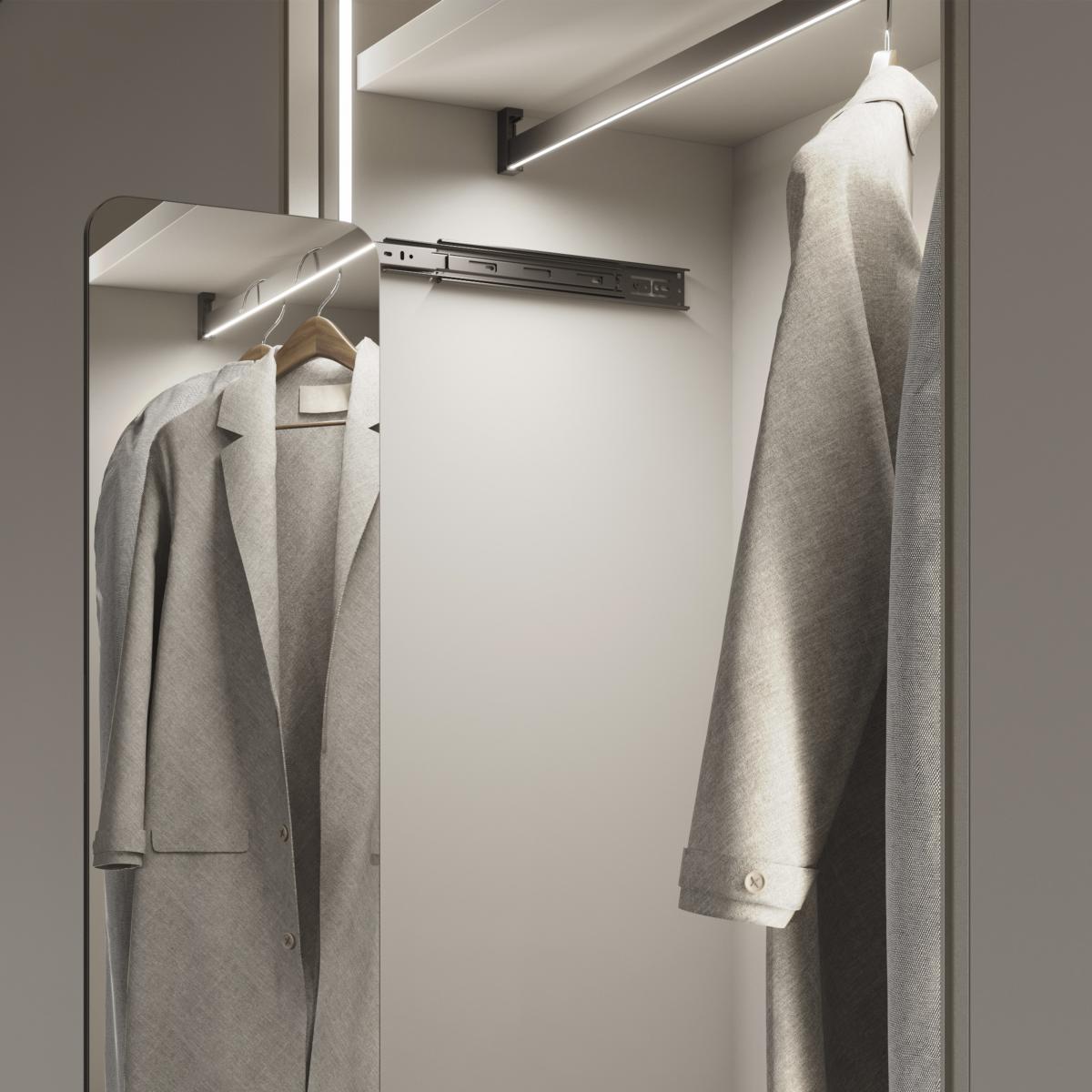 Kit de barra para armario Luxe, tira LED 4,5x8 Neonlynx V, sensor de movimiento RF Smart y convertidor Smart (24V DC)