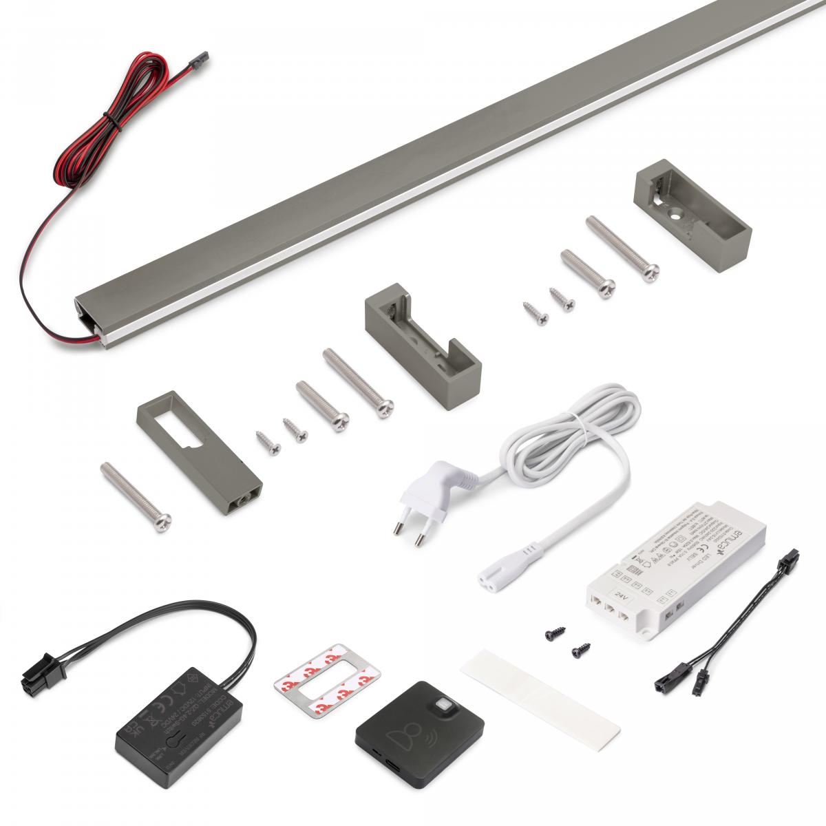Kit de barra para armario Luxe, tira LED 4,5x8 Neonlynx V, sensor de movimiento RF Smart y convertidor Smart (24V DC)