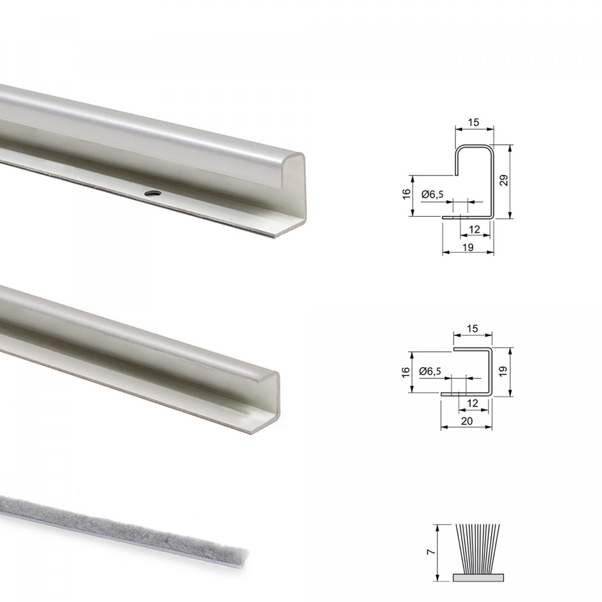 Sistema corredero para armario 2 puertas colgadas Neco con perfiles Styl