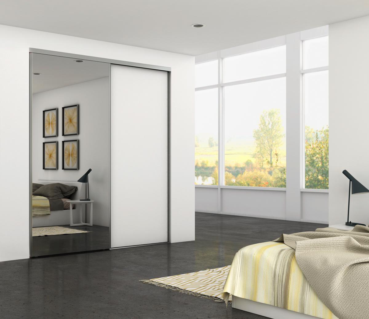 Sistema corredero para armario 2 puertas rodadura inferior Placard con perfiles Wave y cierre suave