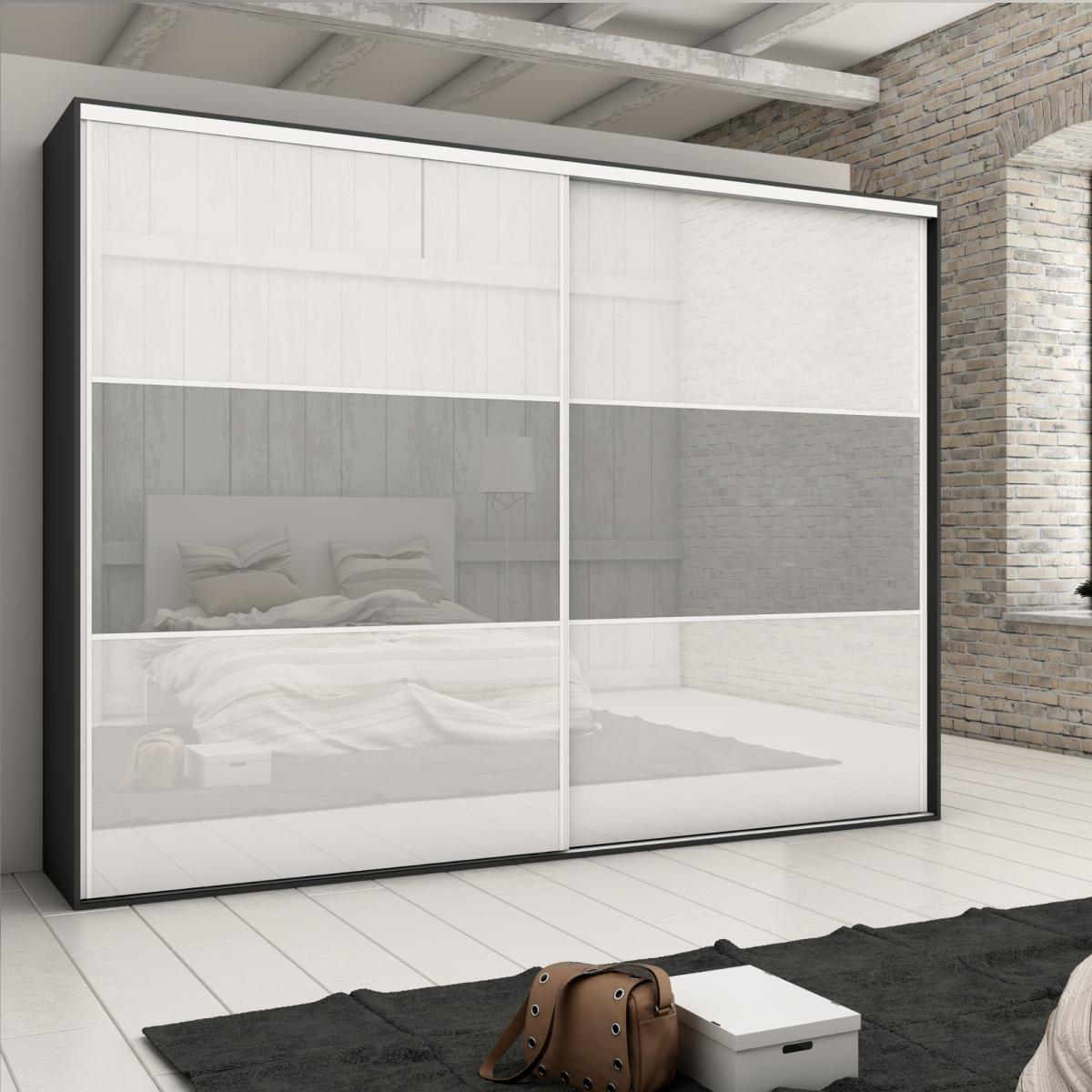 Sistema corredero para armario 2 puertas rodadura inferior Placard 74 con perfiles Wave y cierre suave