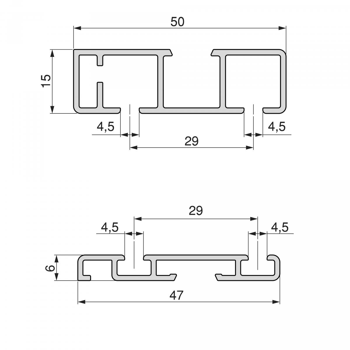 Sistema Flow 2 de superficie en formato kit para un armario de 2 puertas correderas de madera apoyadas con cierre suave
