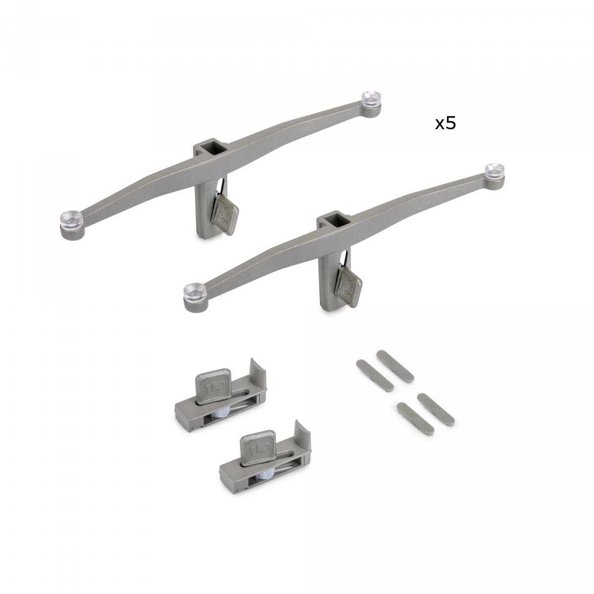 Juego de soportes Zero para un estante de cristal