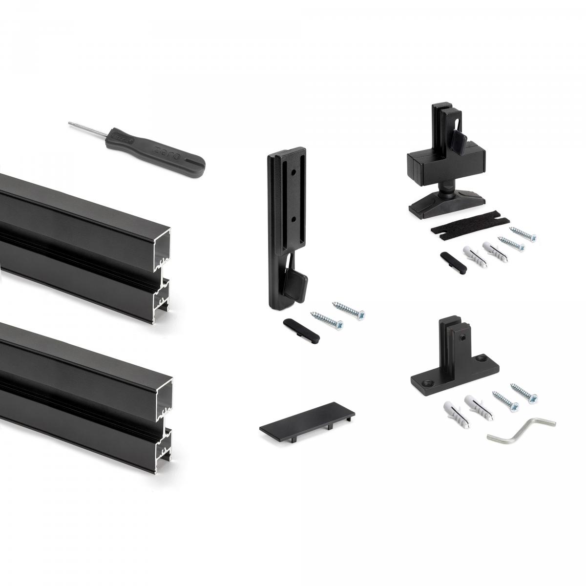 Kit estructura modular Zero con herrajes y perfiles para montaje al suelo y a pared