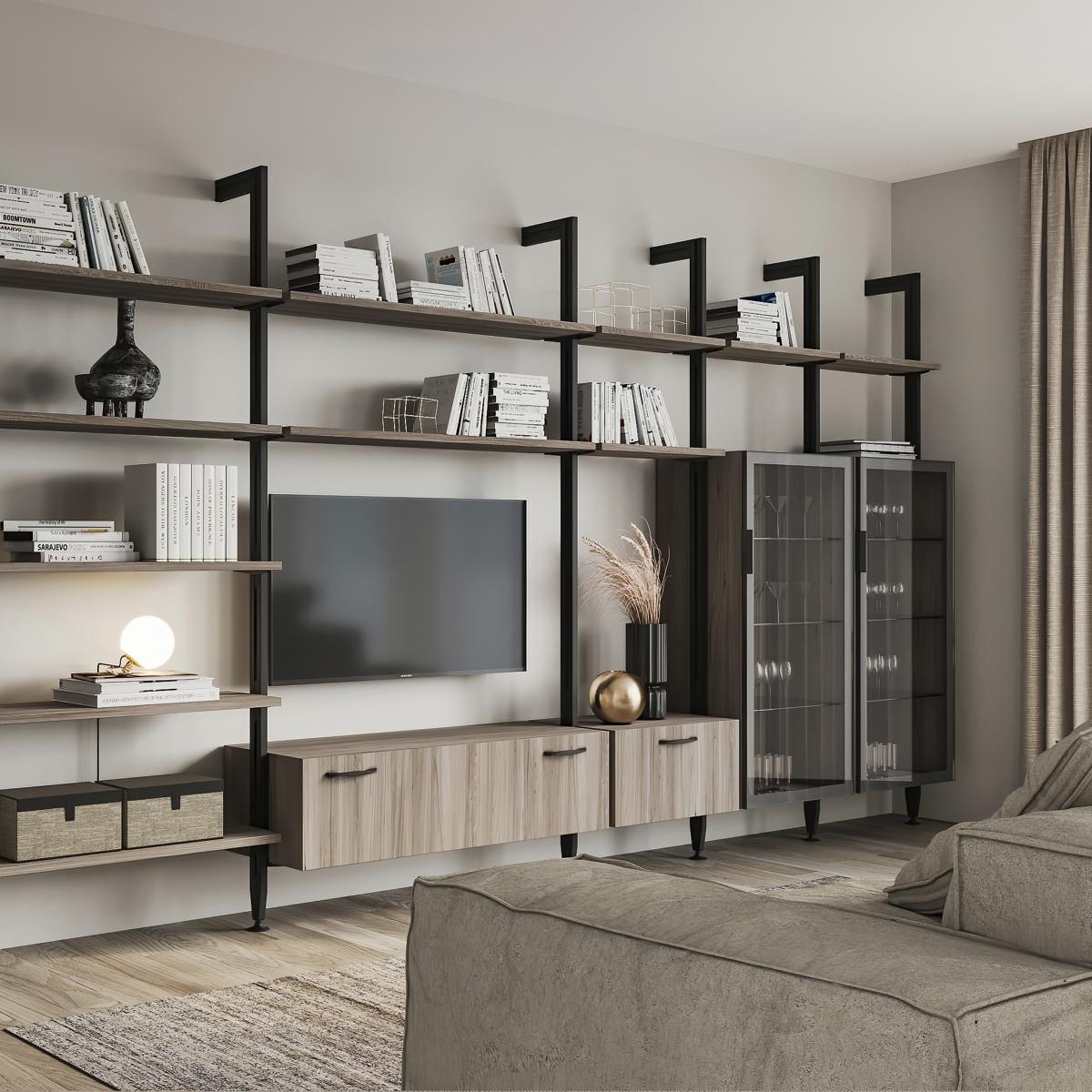 Kit estructura modular Zero con herrajes y perfiles para montaje al suelo y a pared